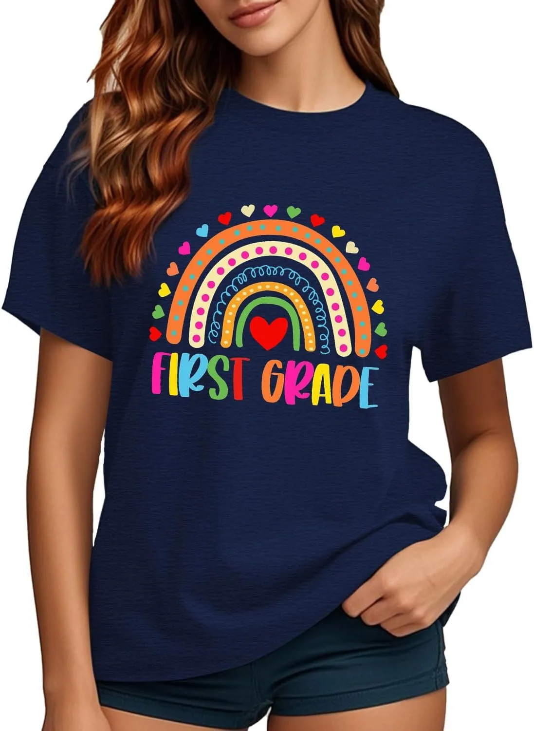 Teacher Shirts for Women Heart T-Shirt Women Teacher Appreciation Tee Teaching Support Tops