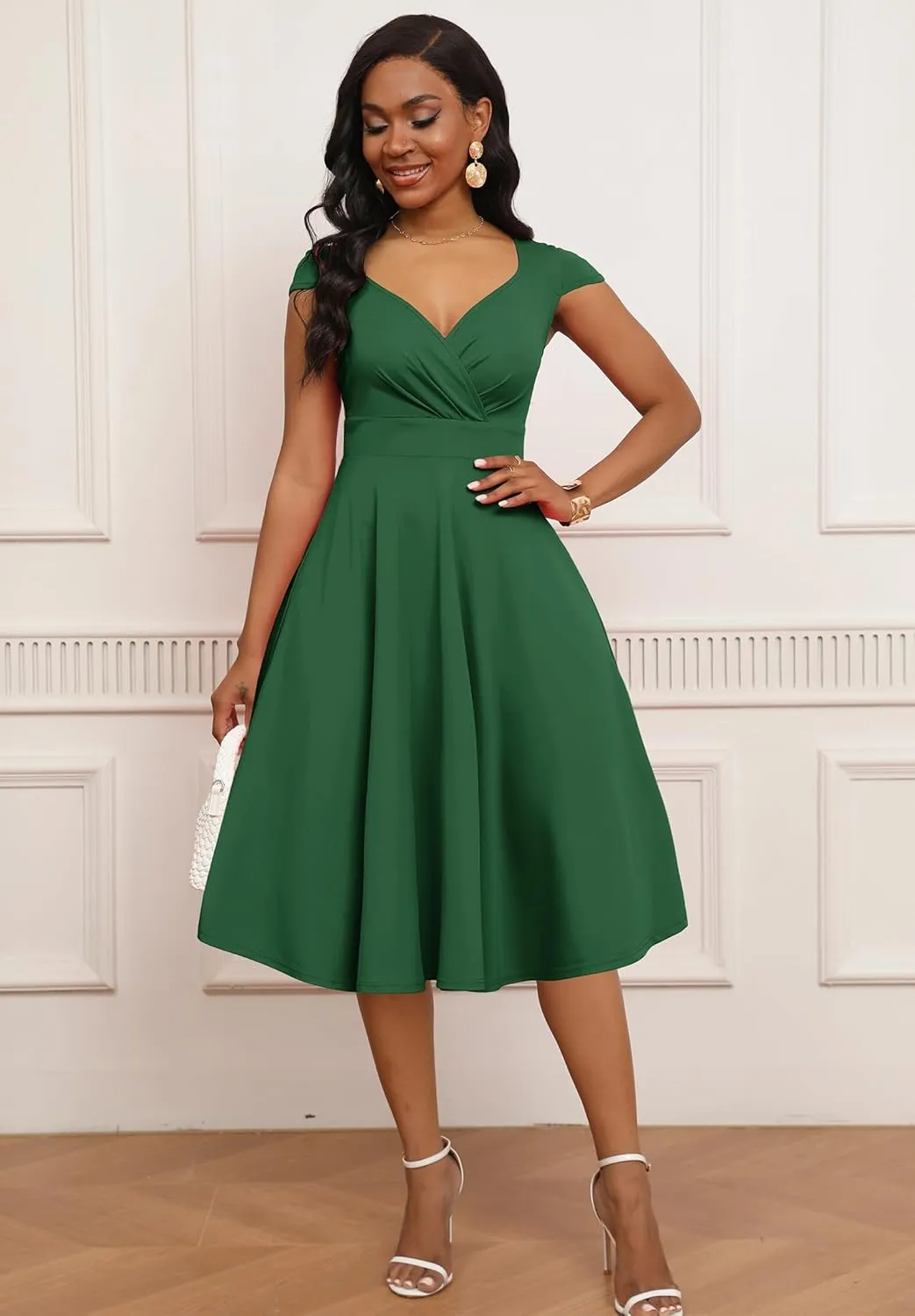 Women Short 1950s Retro Vintage Cocktail Wedding Guest Party Dress for Women