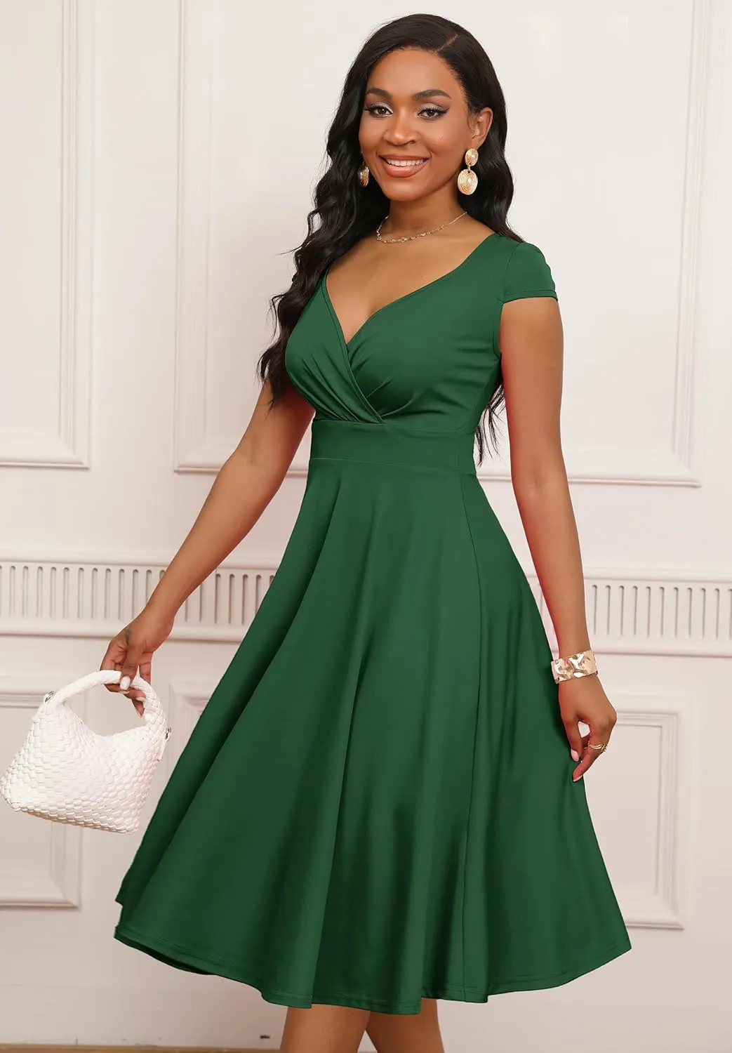 Women Short 1950s Retro Vintage Cocktail Wedding Guest Party Dress for Women