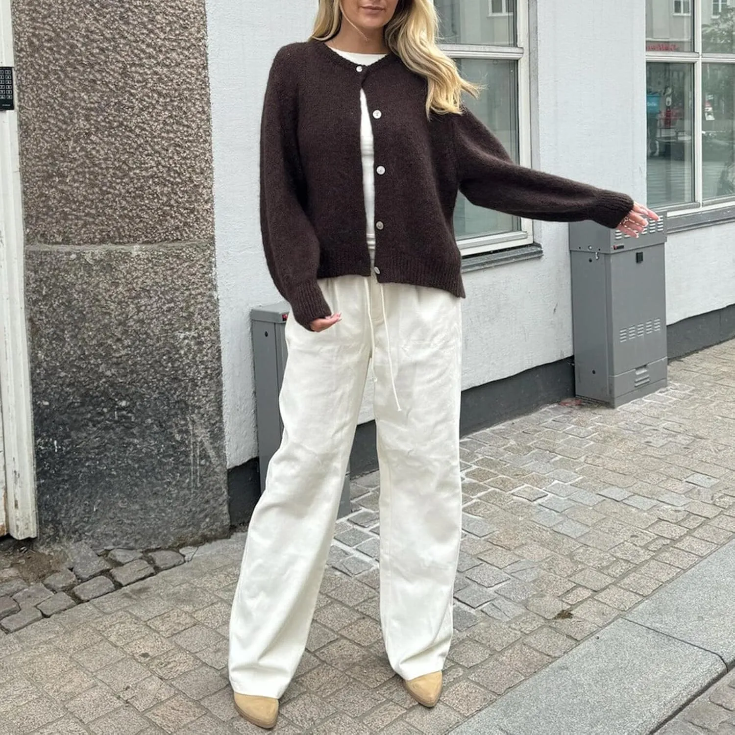 Women Y2k Knitted Cropped Cardigan Sweater Long Sleeve Crewneck Button Down Open Front Knitwear Top Streetwear