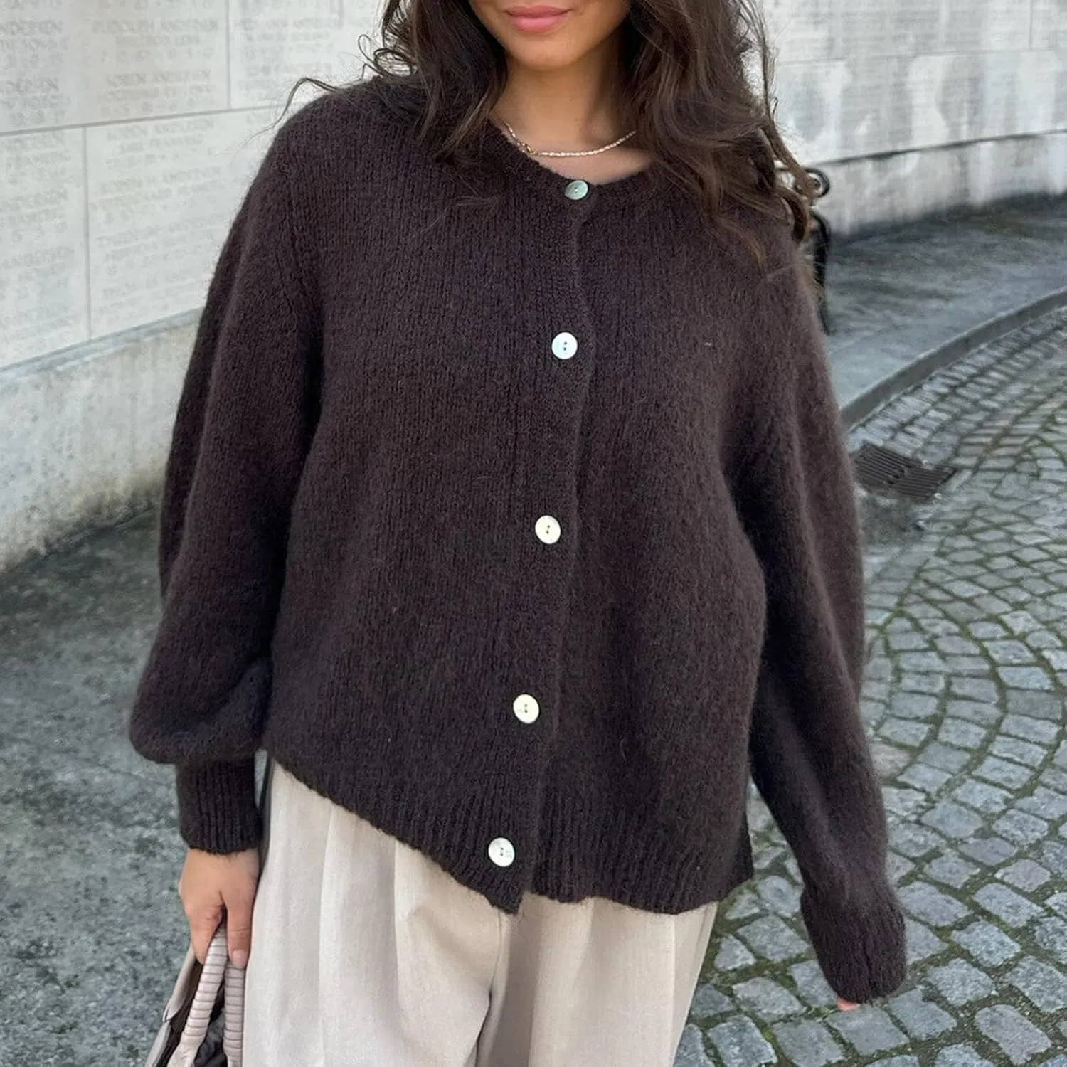 Women Y2k Knitted Cropped Cardigan Sweater Long Sleeve Crewneck Button Down Open Front Knitwear Top Streetwear