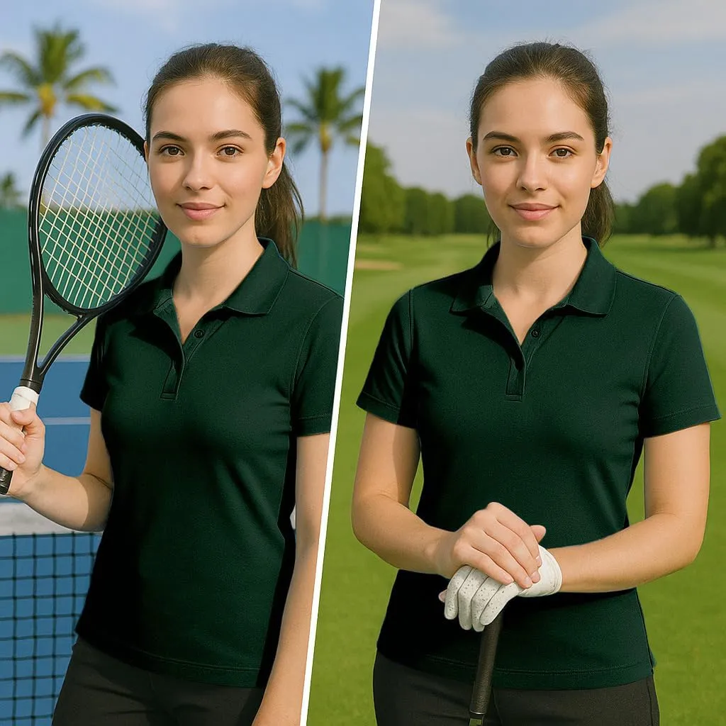 Women's Dry-Fit Golf Polo Shirts 3-Button Golf Polo's in 20 Colors XS-3XL Shirt