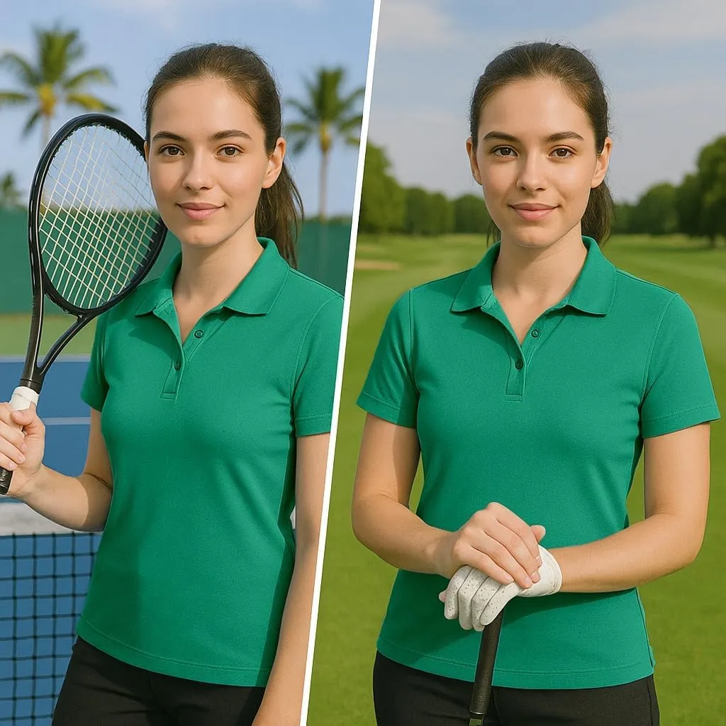 Women's Dry-Fit Golf Polo Shirts 3-Button Golf Polo's in 20 Colors XS-3XL Shirt