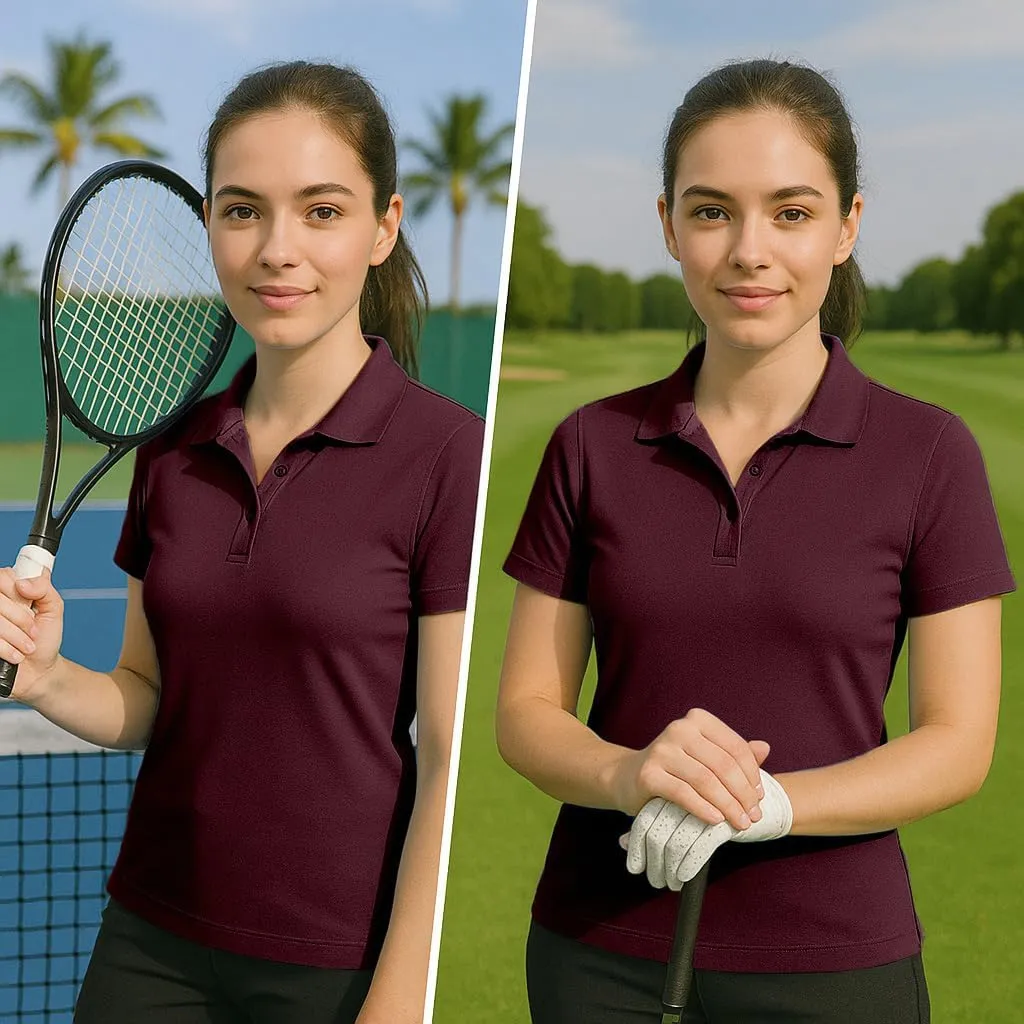 Women's Dry-Fit Golf Polo Shirts 3-Button Golf Polo's in 20 Colors XS-3XL Shirt