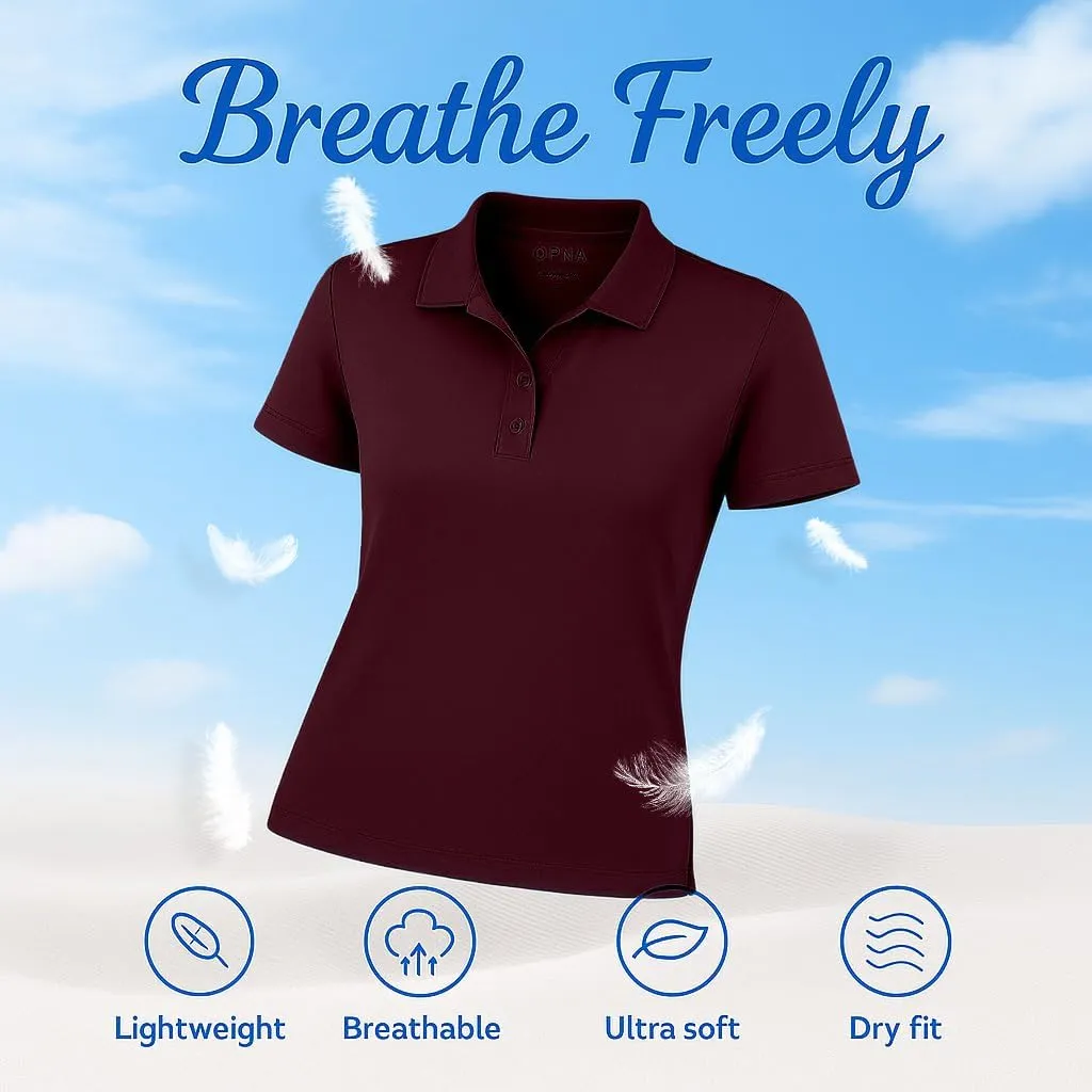 Women's Dry-Fit Golf Polo Shirts 3-Button Golf Polo's in 20 Colors XS-3XL Shirt