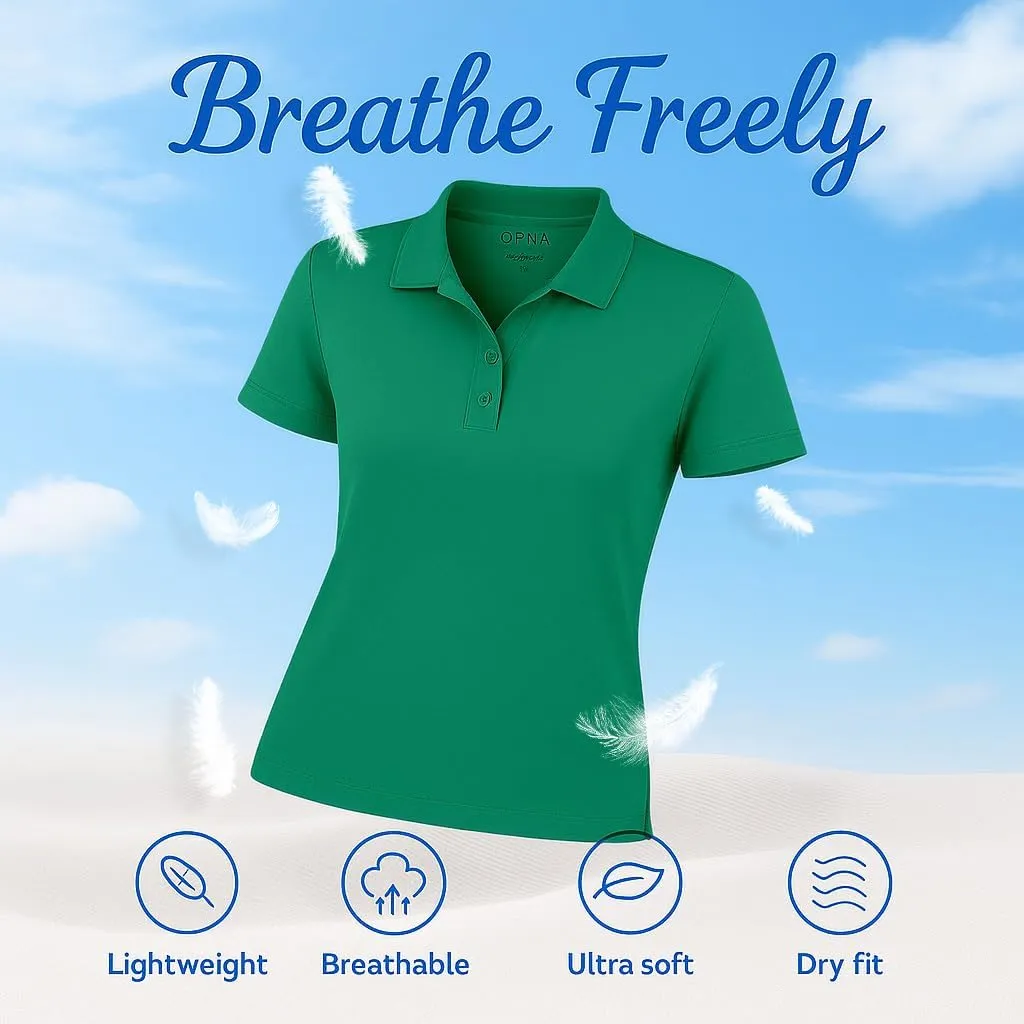 Women's Dry-Fit Golf Polo Shirts 3-Button Golf Polo's in 20 Colors XS-3XL Shirt