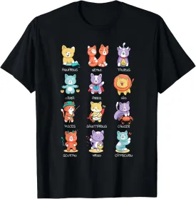 Zodiac Star Sign, Cute Kawaii Cats T-Shirt